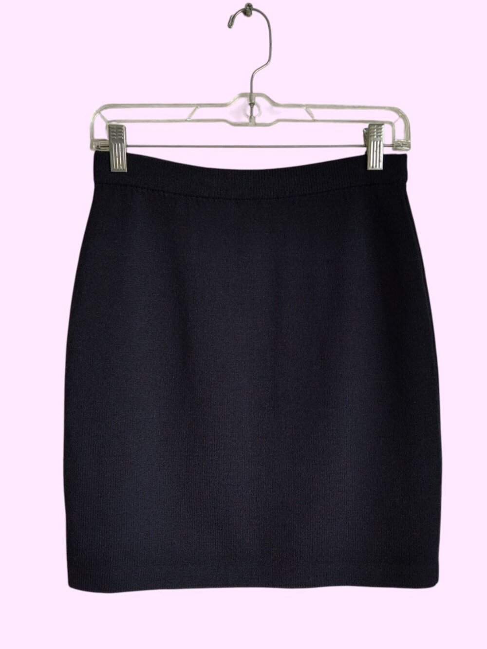 St. John Basics Black Santana Knit Mini Straight Pencil Skirt Classic Size 2